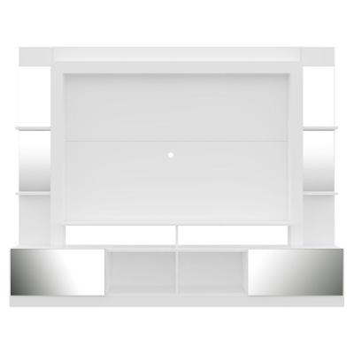 Rack Estante com Painel Tv 65 e Espelho Oslo Branco Fumê