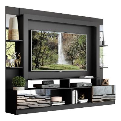 Rack Estante Suporte Tv 65´´ Espelho Preto/Madeirado