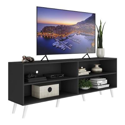 Rack Tv 75" Retrô Jazz Multimóveis V1017 Preto/Branco Preto/Branco