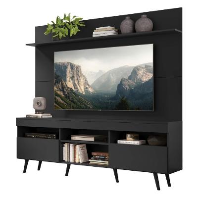 Rack Retrô Com Painel Tv 65" Madri Multimóveis V3371 Preto Preto