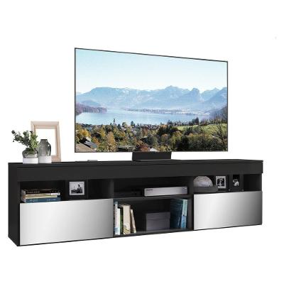 Rack Tv 65 Com Espelho e 2 Portas Paris Preto