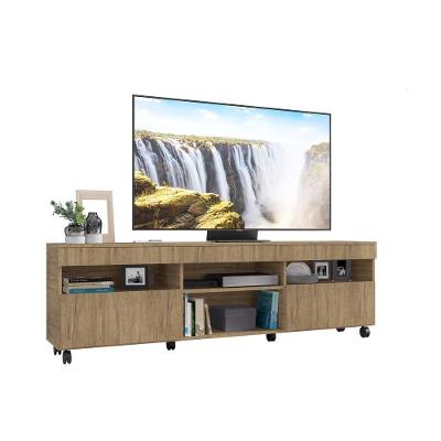 Rack Tv 65" Com Rodízios E 2 Portas Paris Multimóveis V3325 Rustic Rustic