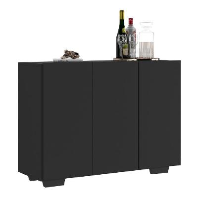 Aparador Buffet 3 Portas Com Pés Quadrados Veneza Multimóveis V1010 Preto Preto