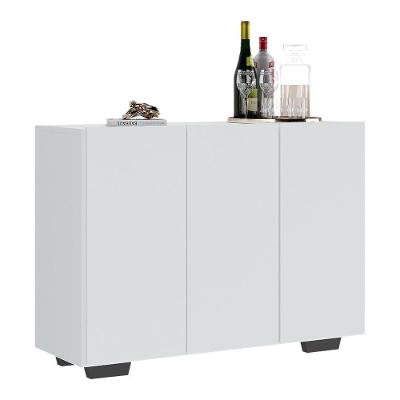 Aparador Buffet 3 Portas Com Pés Quadrados Veneza Multimóveis V1010 Branco/Preto Branco/Preto