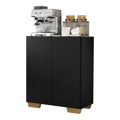 Aparador Buffet 2 Portas Com Pés Quadrados Veneza Multimóveis V3610 Preto/Natural Preto/Natural