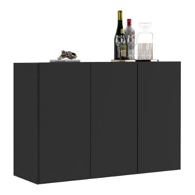 Aparador Buffet 3 Portas Suspenso Veneza Multimóveis V1008 Preto Preto