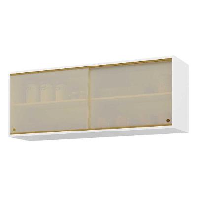 Armário Aéreo Cozinha 120 Cm 2 Portas Vidro Veneza Branco