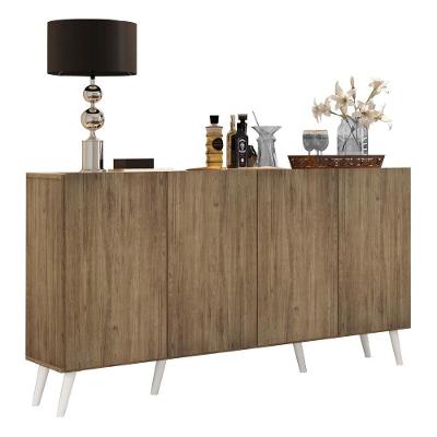 Aparador Buffet 4 Portas Retrô Veneza Multimóveis V3556 Rustic/Branco Rustic/Branco