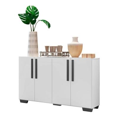 Aparador Buffet 4 Portas Com Pés Quadrados Viena V3607 Branco/Preto Branco/Preto