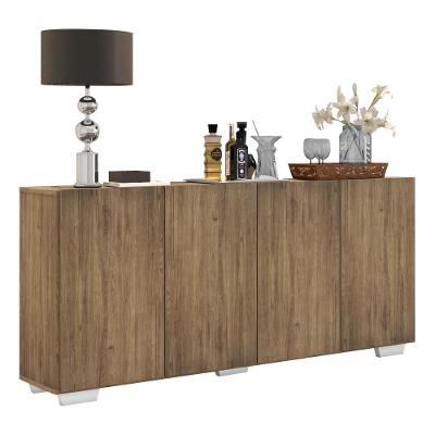 Aparador Buffet 4 Portas Com Pés Quadrados Veneza Multimóveis V3557 Rustic/Branco Rustic/Branco