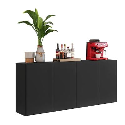 Aparador Buffet 4 Portas Suspenso Veneza Multimóveis V3594 Preto Preto