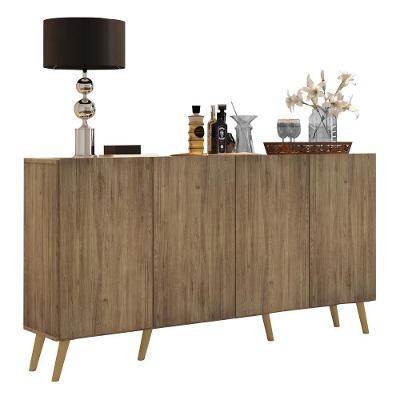 Aparador Buffet 4 Portas Retrô Veneza Multimóveis V3556 Rustic/Natural Rustic/Natural