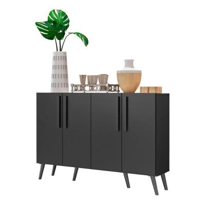 Aparador Buffet 4 Portas Retrô Viena V3606 Preto Preto