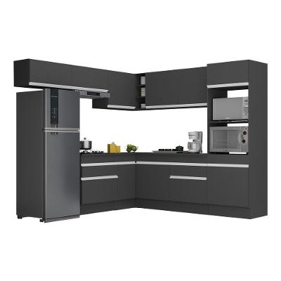Armário Cozinha Completa Com Rodapé Multimóveis Preto/branco