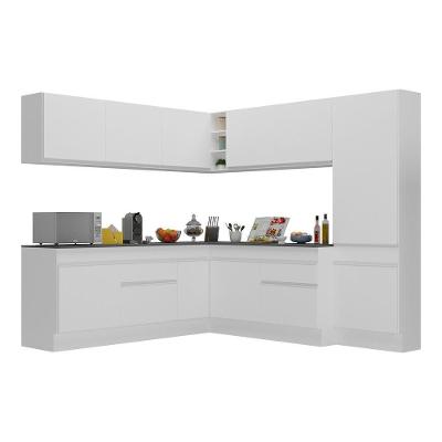 Armário De Cozinha Completa De Canto Com Rodapé Veneza Multimóveis V2102 Branco Branco
