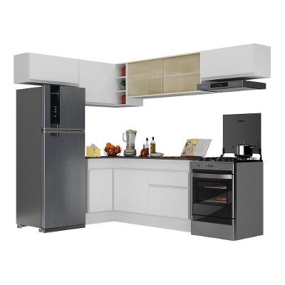 Armário De Cozinha Completa De Canto Com Rodapé Veneza Multimóveis V2095 Branco Branco