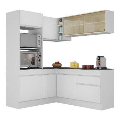 Armário De Cozinha Completa De Canto Com Rodapé Veneza Multimóveis V2098 Branco Branco