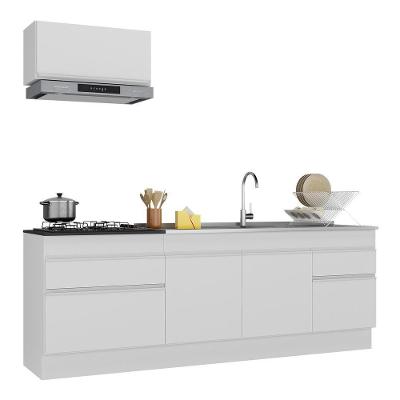 Armário De Cozinha Compacta 220cm Rodapé Multimóveis Branco