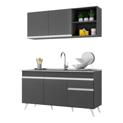Armário De Cozinha Compacta 150cm Multimóveis Preto/branco