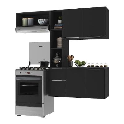 Armário De Cozinha Compacta Com Balcão Sofia Multimóveis V2002 Preto Preto