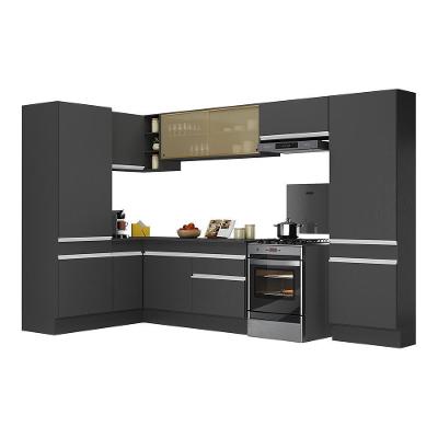 Armário De Cozinha Completa De Canto Com Rodapé Veneza Multimóveis V2090 Preto/branco Preto/branco
