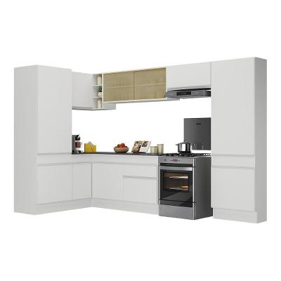 Armário De Cozinha Completa De Canto Com Rodapé Veneza Multimóveis V2090 Branco Branco