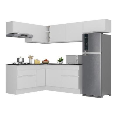Armário De Cozinha Completa De Canto Com Rodapé Veneza Multimóveis V2104 Branco Branco