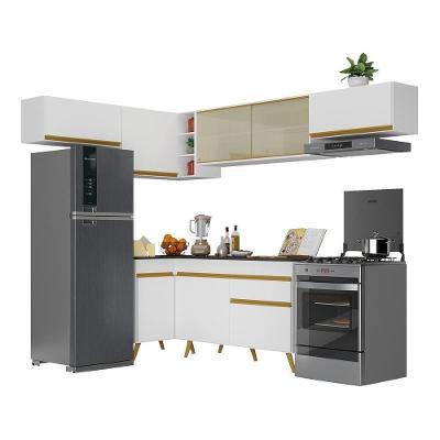 Armário De Cozinha Completa De Canto Veneza Multimóveis V2060 Branco/dourado Branco/dourado