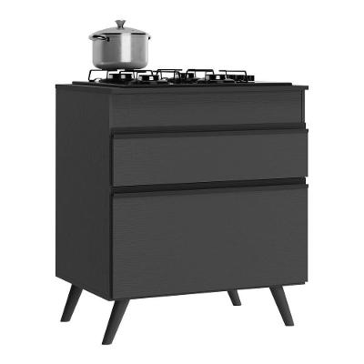 Balcão Cozinha Para Cooktop 70 Cm 1 Porta Mp3706.895 Preto
