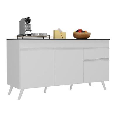 Balcão Cozinha Gabinete Pia 150Cm 3 Portas Branco
