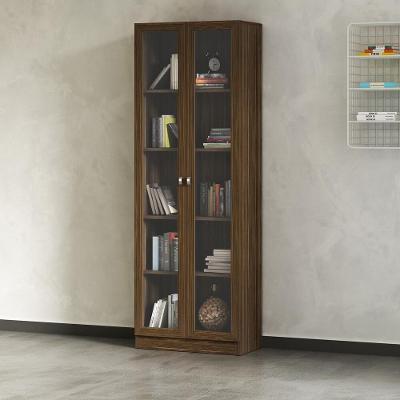 Armário Estante Com 2 Portas De Vidro Cr25069 Nogal