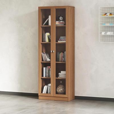 Armário Estante Com 2 Portas De Vidro Cr25069 Amendoa