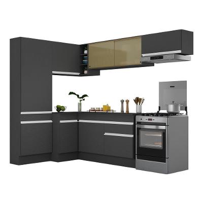 Armário De Cozinha De Canto Rodapé Multimóveis Preto/branco