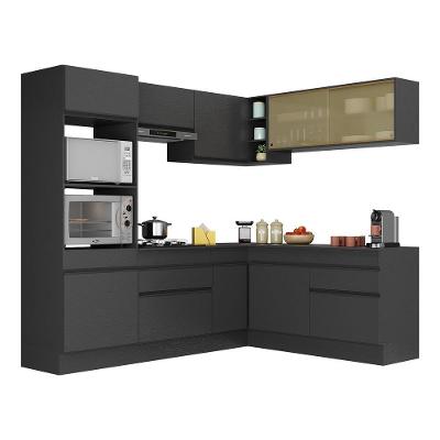 Armário De Cozinha De Canto Com Rodapé Multimóveis Preto