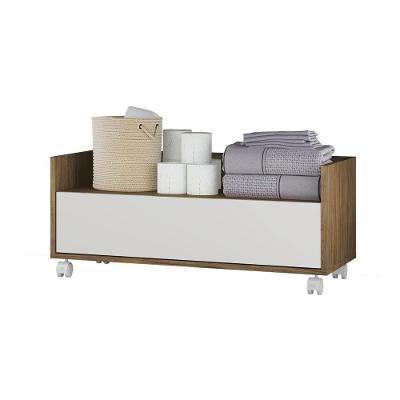 Balcão Gabinete Banheiro Com Rodízios 80Cm Multimóveis V2608 Rustic/Branco Rustic/Branco