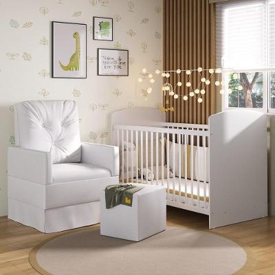 Berço Com Poltrona De Amamentação E Puff Ana Lívia Mp4081 Branco Branco