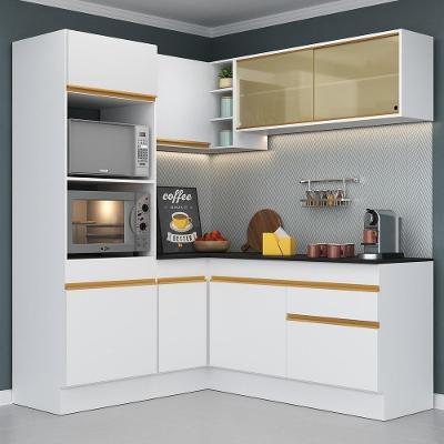 Cozinha Completa De Canto Mp2098 Com Armário E Balcão Branca