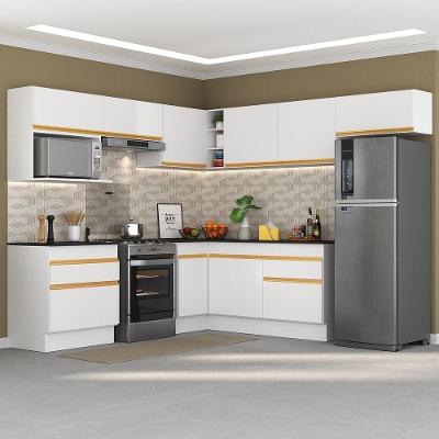 Cozinha Completa De Canto Mp2106 Com Armário E Balcão Branca