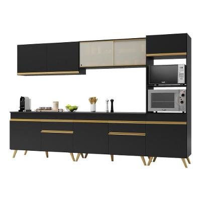 Cozinha Completa 5 Pç C/ Armário E Balcão Mp3689 Veneza Gb Preta