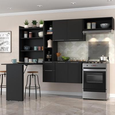 Cozinha Compacta Com Mesa Dobrável Sofia Multimóveis Preta