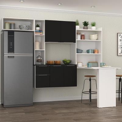 Cozinha Compacta Com Mesa Dobrável Multimóveis Branca/Preta