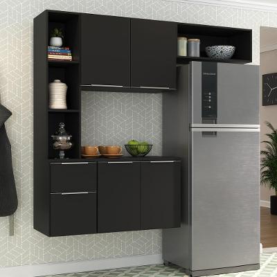 Cozinha Compacta Com Armário e Balcão Multimóveis Preta