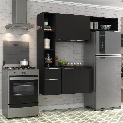 Cozinha Compacta Com Armário e Balcão Multimóveis Preta