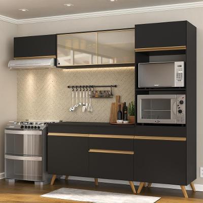 Cozinha Compacta 4 peças Armário e Balcão Veneza Gb Preta