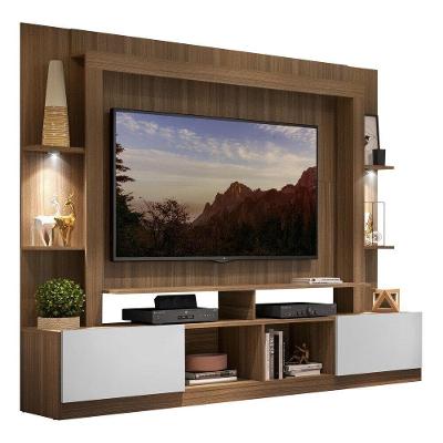 Estante Tv 65" Com Leds Berlim Multimóveis V3392 Madeirada/Branca Madeirado/Branco