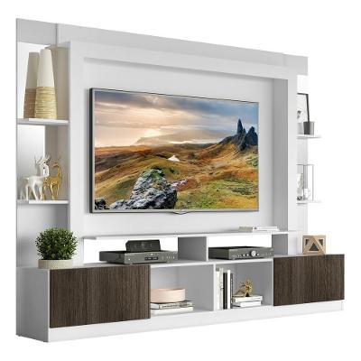 Estante Tv 65" Prateleiras C/ Espelho Oslo Multimóveis V3393 Branca/Tenerife Branco/Tenerife