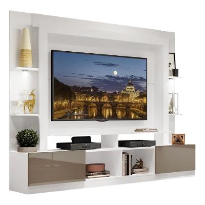 Estante Com Suporte Tv 65" E Leds Berlim Multimóveis V3384 Branca/Lacca Fumê Branco/Lacca Fumê