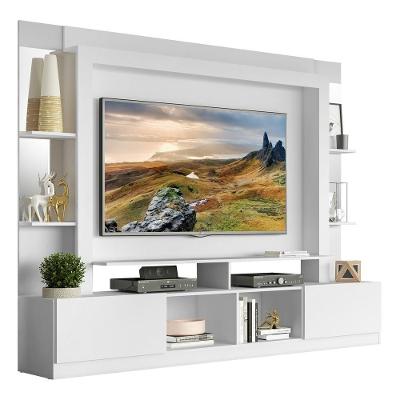 Estante Com Suporte Tv 65" Prateleiras C/ Espelho Oslo Multimóveis V3385 Branca Branco