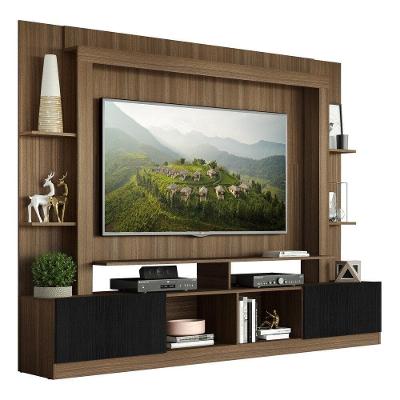 Estante Com Suporte Tv 65" E 2 Portas Oslo Multimóveis V3386 Madeirada/Preta Madeirado/Preto