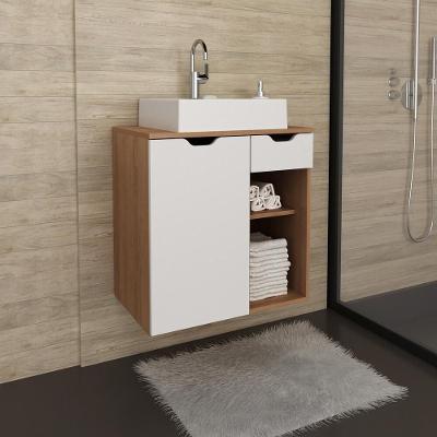 Gabinete Banheiro 60Cm Amêndoa/Branco